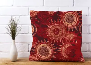 Abstract Red Moon and Sun Cushions 45cm x 45cm