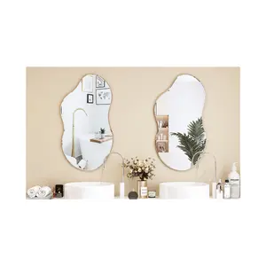 Asymmetrical Metal Framed Wall Accent Mirror Brown / 81.3cm H x 55.1cm W