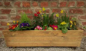 Wooden Garden Trough Planter Outdoor Veg Pot Box Large  1000mm wide