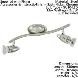 Flush Ceiling Light Colour Satin Nickel Chrome Shade Bulb GU10 2x3W Included