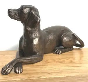 Weimaraner dog figurine in solid cold cast bronze designed by Harriet Glen