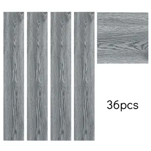 Grey Rustic Wood Effect Woodgrain Self Adhesive Vinyl Plank PVC Flooring Waterproof, 5m² Pack, Set of 36