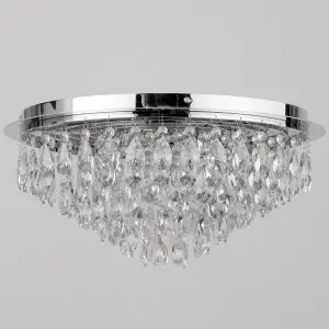 Litecraft Crystal Style Chrome 6 Lamp Flush Ceiling Light