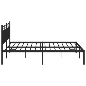 Berkfield Metal Bed Frame with Headboard Black 180x200 cm