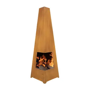 Dellonda Chiminea, Wood Burner, Heater for Outdoors W45cm x H150cm, Corten Steel