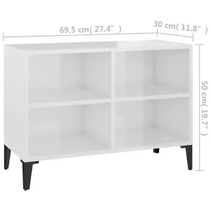 Berkfield TV Cabinet with Metal Legs High Gloss White 69.5x30x50 cm