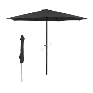 Birchtree Garden Parasol  Crank Patio Sunshade Umbrella Aluminium 3.3M Black