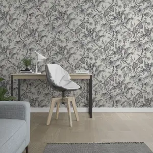 Paste the Wall Natural and Black Botanical Wallpaper