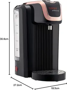 Cooks Professional Digital Hot Water Dispenser Instant Kettle Fast Boil Energy Saving 2600W 2.5L  Black & Rose Gold