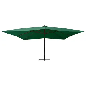 Berkfield Cantilever Umbrella with Wooden Pole 400x300 cm Green