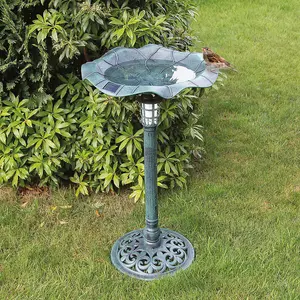 GardenKraft 17430 Bird Bath with Solar Powered Light