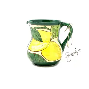 Signature Lemons Hand Painted Ceramic Kitchen Dining Small Pourer Jug 0.5L (H) 12cm