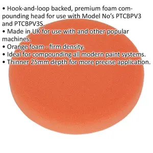 Buffing & Polishing Foam Head - 150 x 25mm - Hook-and-Loop - Firm Density