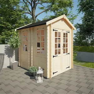 8ft x 6ft (2300mm x 1750mm) Horsforth "The Burlington" 19mm Log Cabin with 2 Windows