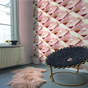 Rasch Tubes Geometric Diamonds Geo Triangles Shape Luxury Non Woven Pink Wallpaper