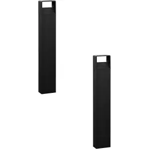 2 PACK IP44 Outdoor Bollard Light Anthracite Aluminium 6W LED Tall Lamp Post