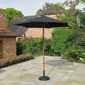 2.4m Durable Quality Wooden Garden Parasol Umbrella - Outdoor Garden Furniture Traditional Garden Sun Shade