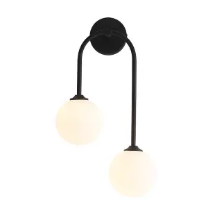 Bedside Wall Lamp Nordic Milkly Glass Wall Lights Indoor Lighting Black