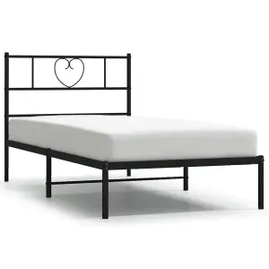 Berkfield Metal Bed Frame with Headboard Black 90x200 cm