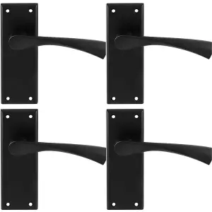 4 PACK - PAIR Angular Lever on Latch Backplate Door Handle 150 x 50mm Matt Black