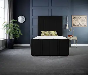 DS Living Lucinda Upholstered Soft Plush Black Velvet Luxury Bed Frame