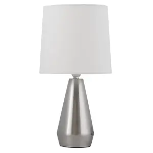 First Choice Lighting Set of 2 Dara Brushed Chrome Ivory Touch Table Lamp With Shades