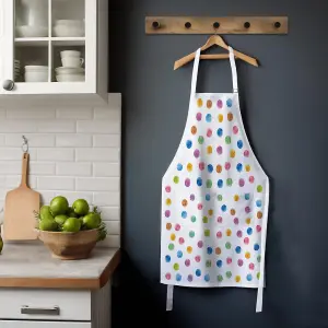 Purely Home Polka Dot Kitchen Apron - Rainbow Multicolour Cooking & Baking Gift