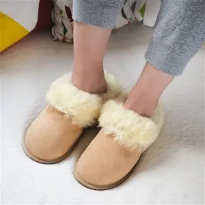 Women's 100% Natural Sheepskin Slippers In Beige