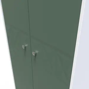 Toledo 2 Door Wardrobe in Labrador Green & White (Ready Assembled)