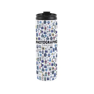 Photographer Travel Mug - Novelty Photography & Film Gift - Stainless Steel Double-Walled Hot/Cold Drinks Travel Flask