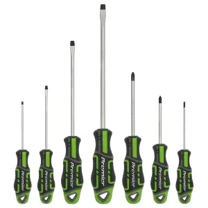 Sealey Premier 7 Piece Screwdriver Set Slotted Phillips Hi-Vis Green GripMAX AK4321HV