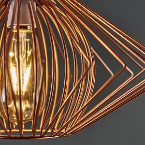 ValueLights Sinat Disperse Geometric Design Copper Wire Basket Cage Ceiling Pendant Light Shade and LED Bulb