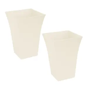 simpa 2PC Cream Large Milano Plastic Planters.