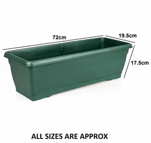 Set Of 4 Large 72cm Green Garden Plastic Trough Balcony Planter Window Plant Box