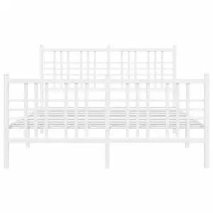 Berkfield Metal Bed Frame without Mattress with Footboard White 120x200cm