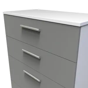 Trent 4 Drawer Deep Chest in Dusk Grey & White (Ready Assembled)