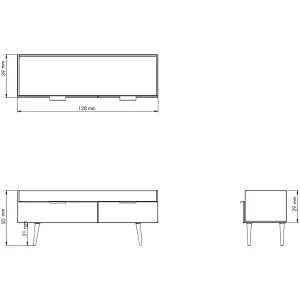 Linear Ready assembled Matt green Media unit with 2 drawers, (H)128cm x (W)51.5cm x (D)39.5cm