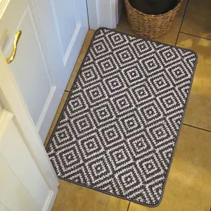 Mighty Mats® Dark Grey & White Geo Soft Loop Door mat, 75cm x 50cm