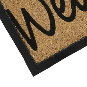 JVL Granite Rubber Tray Base Coir Doormat 40x70cm Welcome