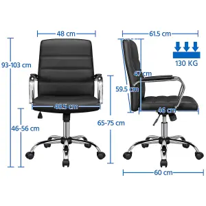 Yaheetech Height Adjustable PU Leather Office Chair with Armrests - Black