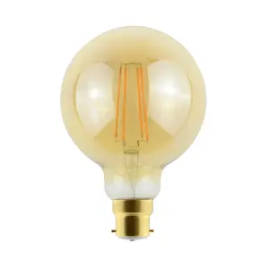 Diall G95 B22 8.5W 806lm 330° Amber Globe Warm white LED Filament Light bulb