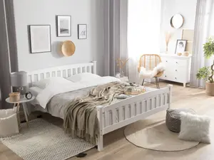 Wooden EU Super King Size Bed White GIVERNY