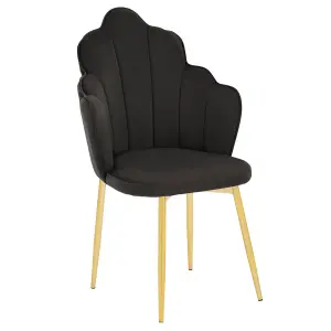 Interiors by Premier Contemporary Black Velvet Dining Chair, Durable & Adjustable Velvet Office Chair, Backrest Accent Chair