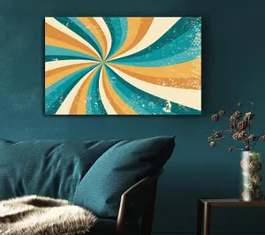 The Spiral Yellow And Blue Canvas Print Wall Art - Medium 20 x 32 Inches