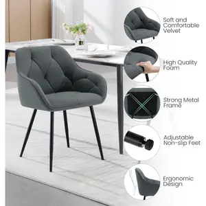 Creeve Velvet Armchair Dark Grey