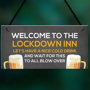 Lockdown Inn Funny Home Bar Sign Man Cave Garage Door Sign Gift