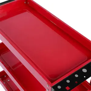 3-Tier Tool Storage Trolley Heavy Duty Garage Workshop Cart(Red)