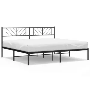 Berkfield Metal Bed Frame with Headboard Black 183x213 cm