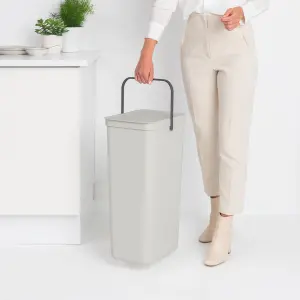 Brabantia Sort & Go Tall Light Grey Plastic Recycling bin - 40L Freestanding