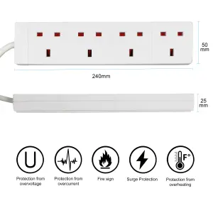 Extrastar 4 Way Extension Leads 2M white 13A